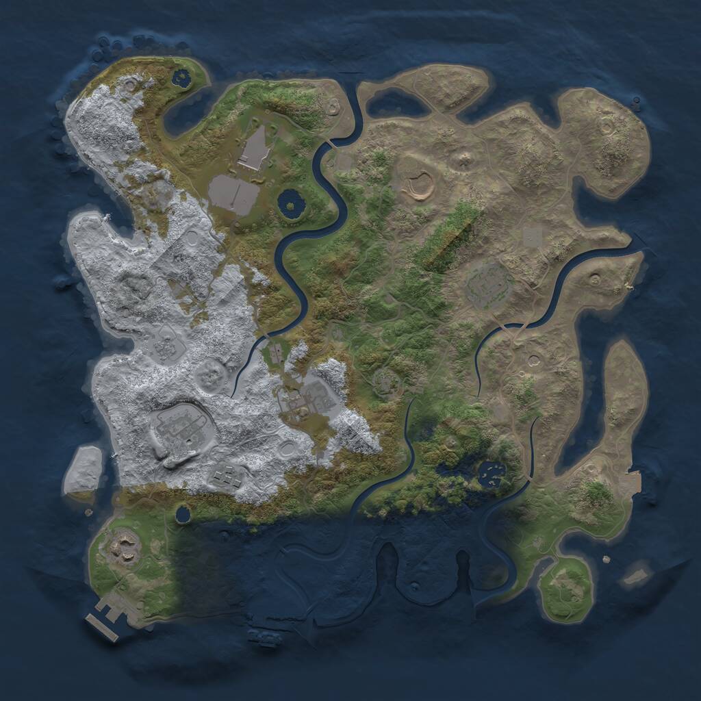 Rust Map: Procedural Map, Size: 3750, Seed: 44800645, 14 Monuments