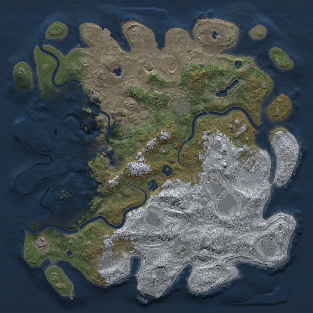 Rust Map: Procedural Map, Size: 4500, Seed: 610495923, 17 Monuments