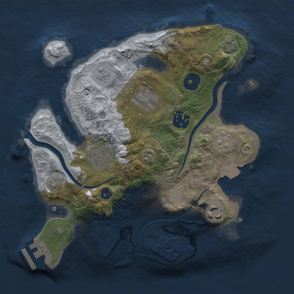 Rust Map: Procedural Map, Size: 2600, Seed: 55, 10 Monuments