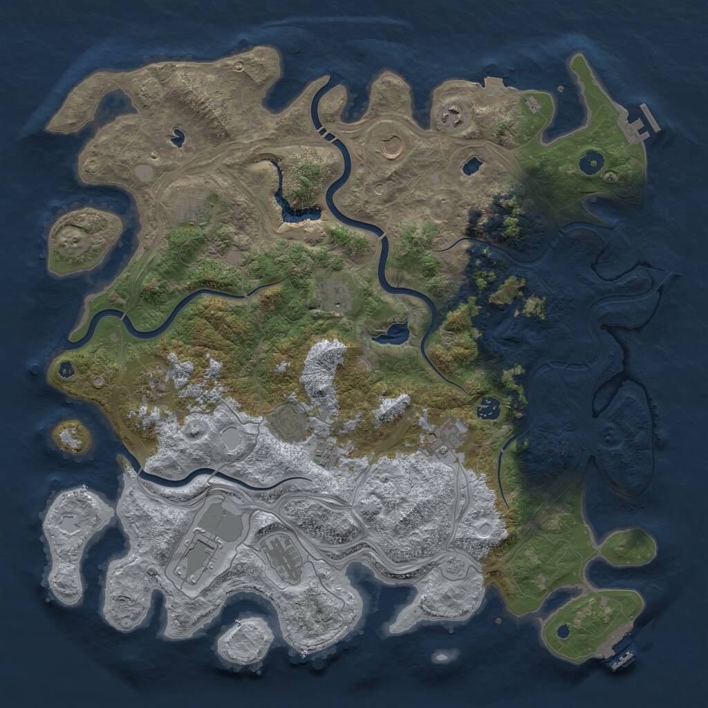 Rust Map: Procedural Map, Size: 4500, Seed: 381359997, 17 Monuments