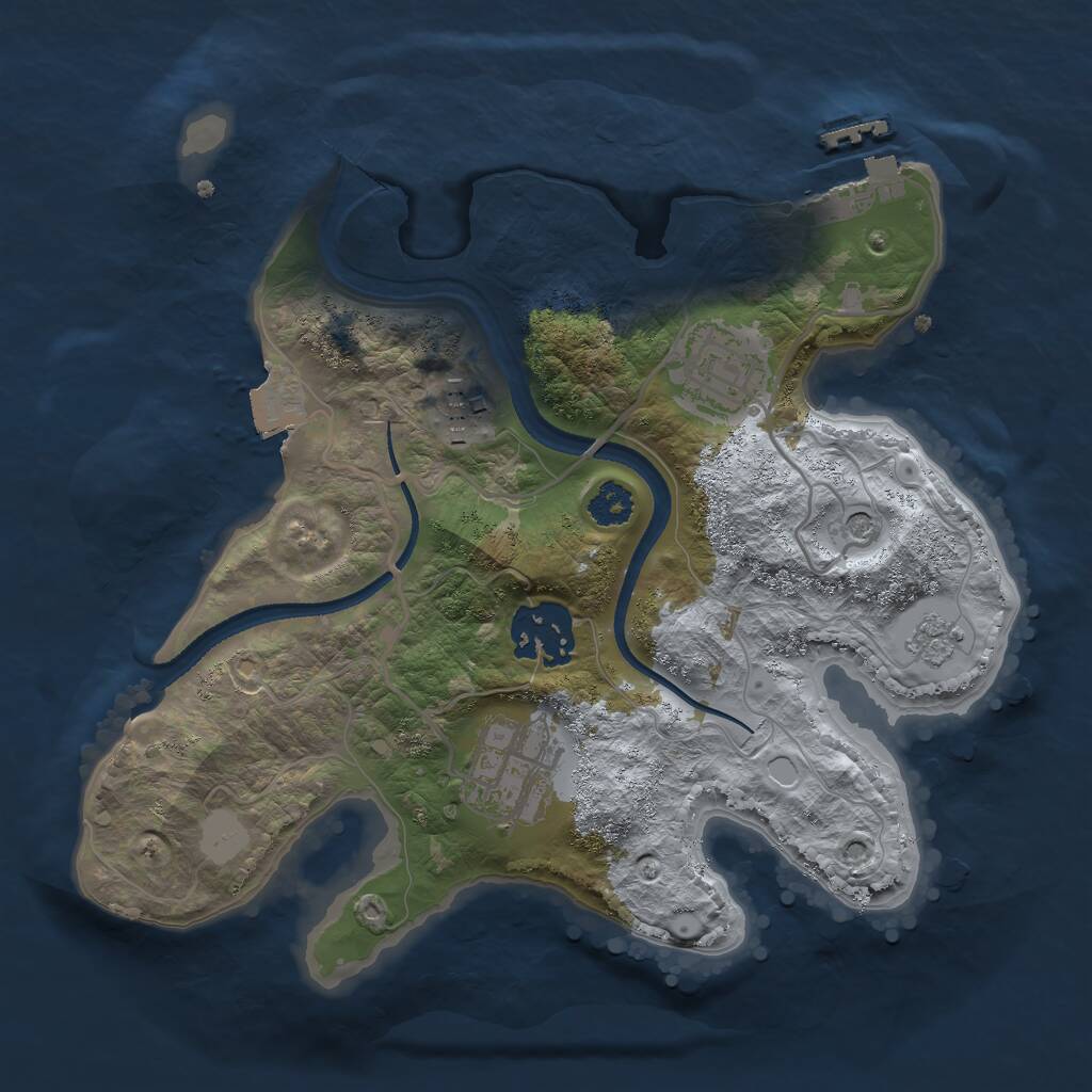 Rust Map: Procedural Map, Size: 2500, Seed: 1015487422, 8 Monuments