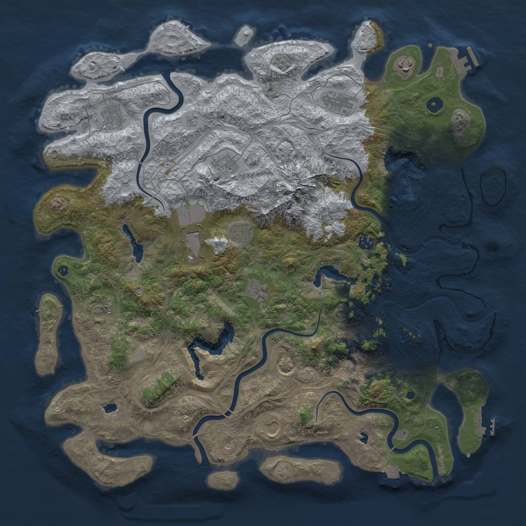 Rust Map: Procedural Map, Size: 5000, Seed: 552845868, 17 Monuments
