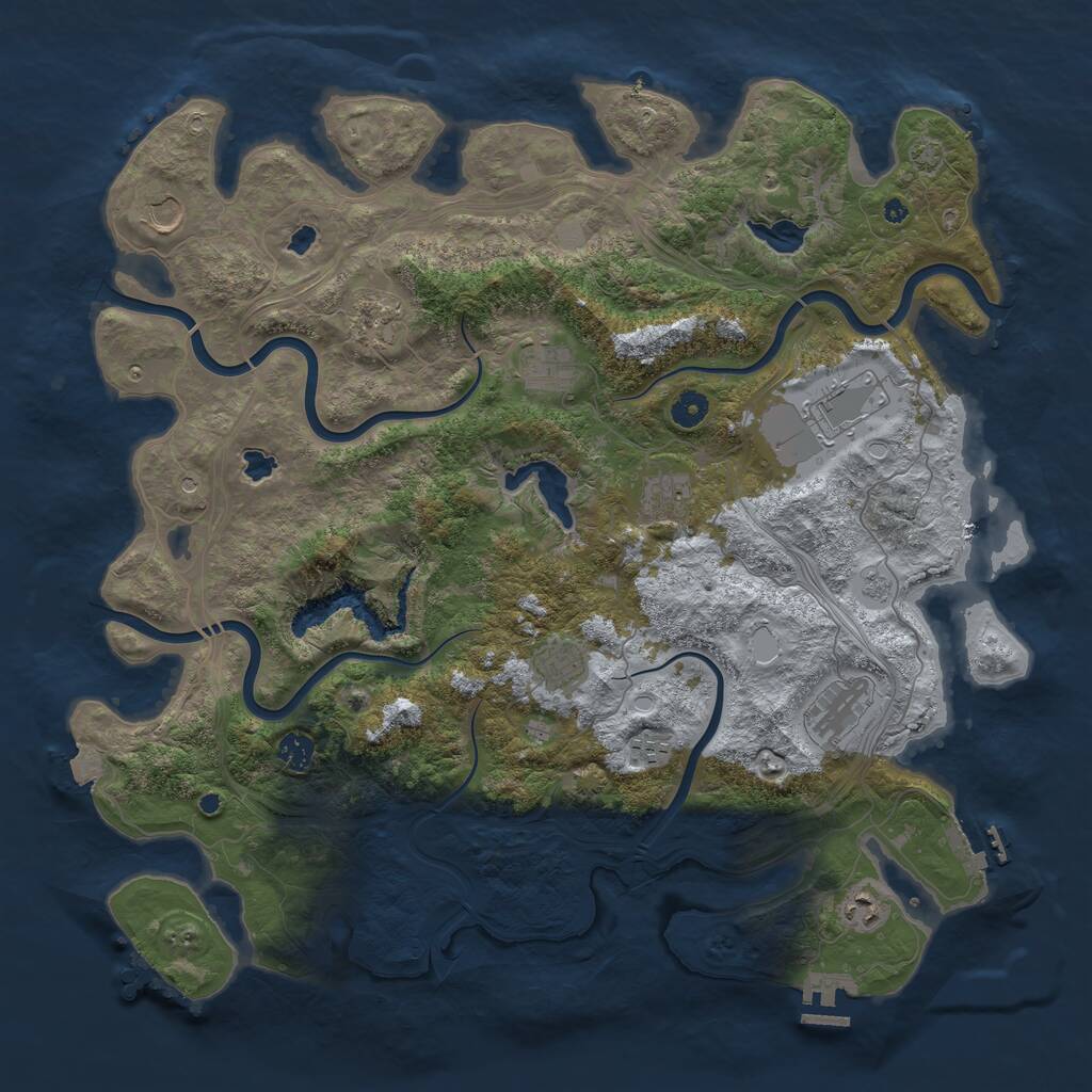 Rust Map: Procedural Map, Size: 4500, Seed: 1162060466, 16 Monuments
