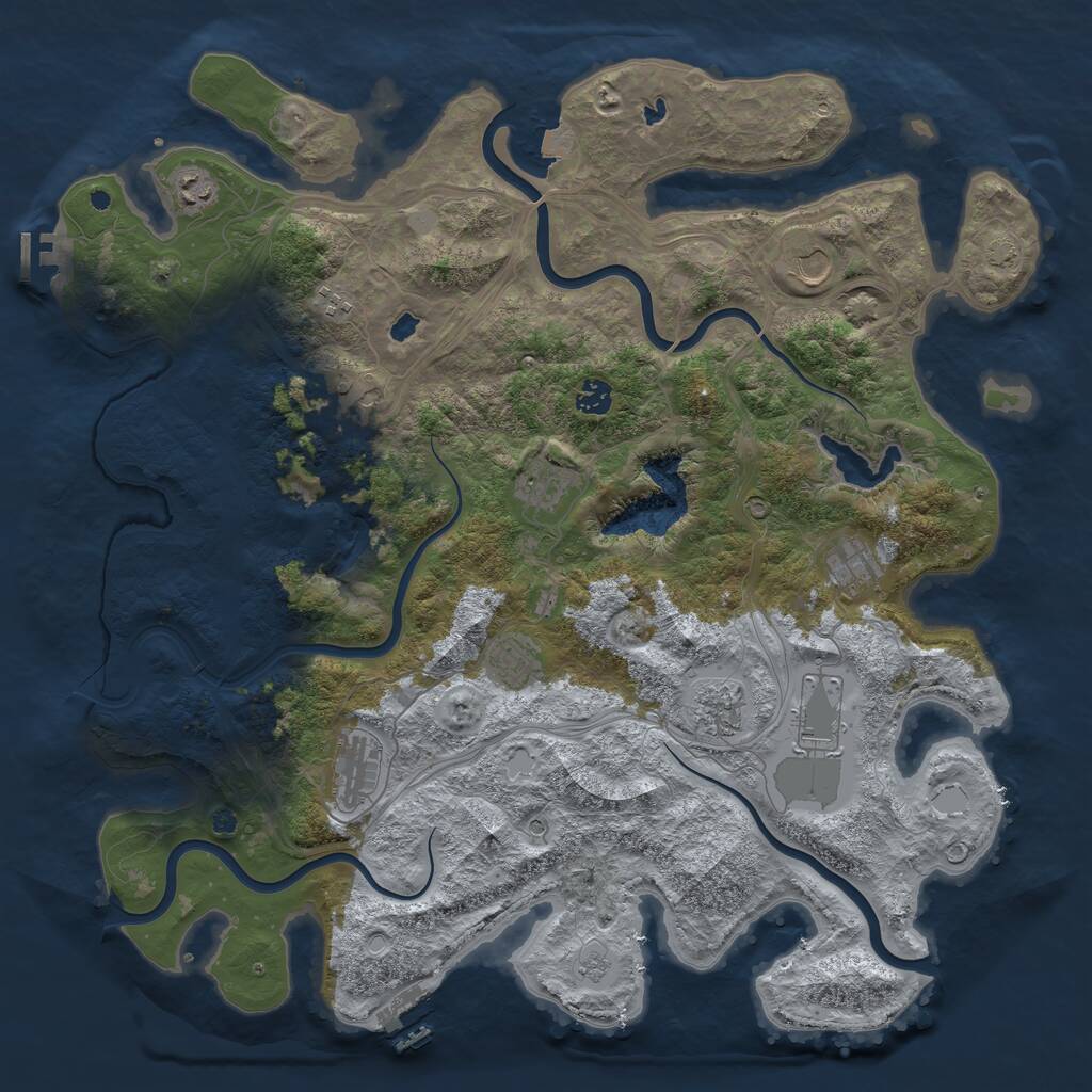 Rust Map: Procedural Map, Size: 4500, Seed: 1844450674, 17 Monuments