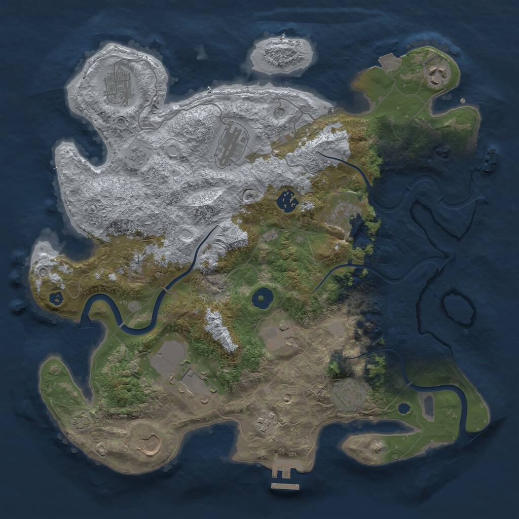 Rust Map: Procedural Map, Size: 3750, Seed: 706982935, 17 Monuments
