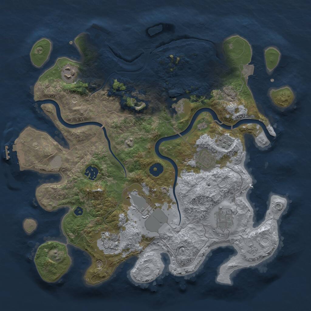 Rust Map: Procedural Map, Size: 3500, Seed: 389546894, 14 Monuments