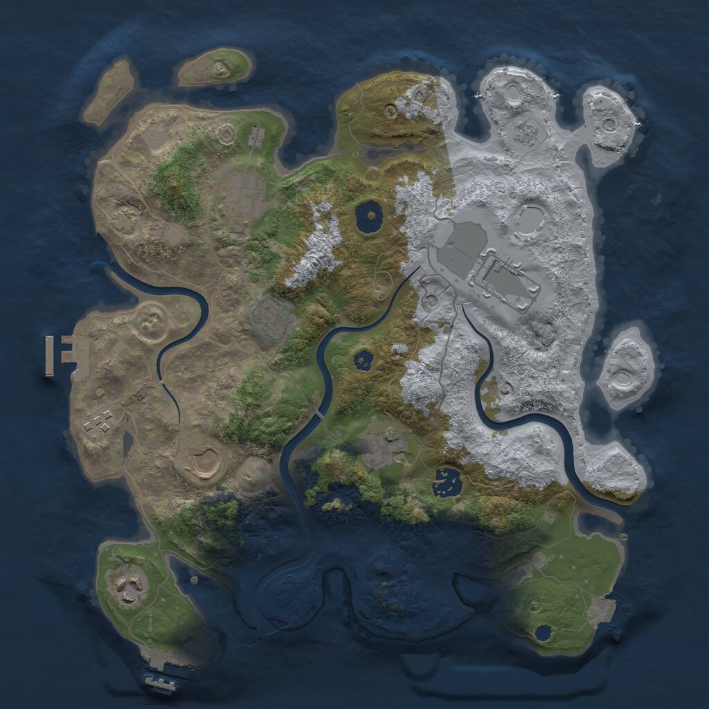Rust Map: Procedural Map, Size: 3500, Seed: 68330, 14 Monuments