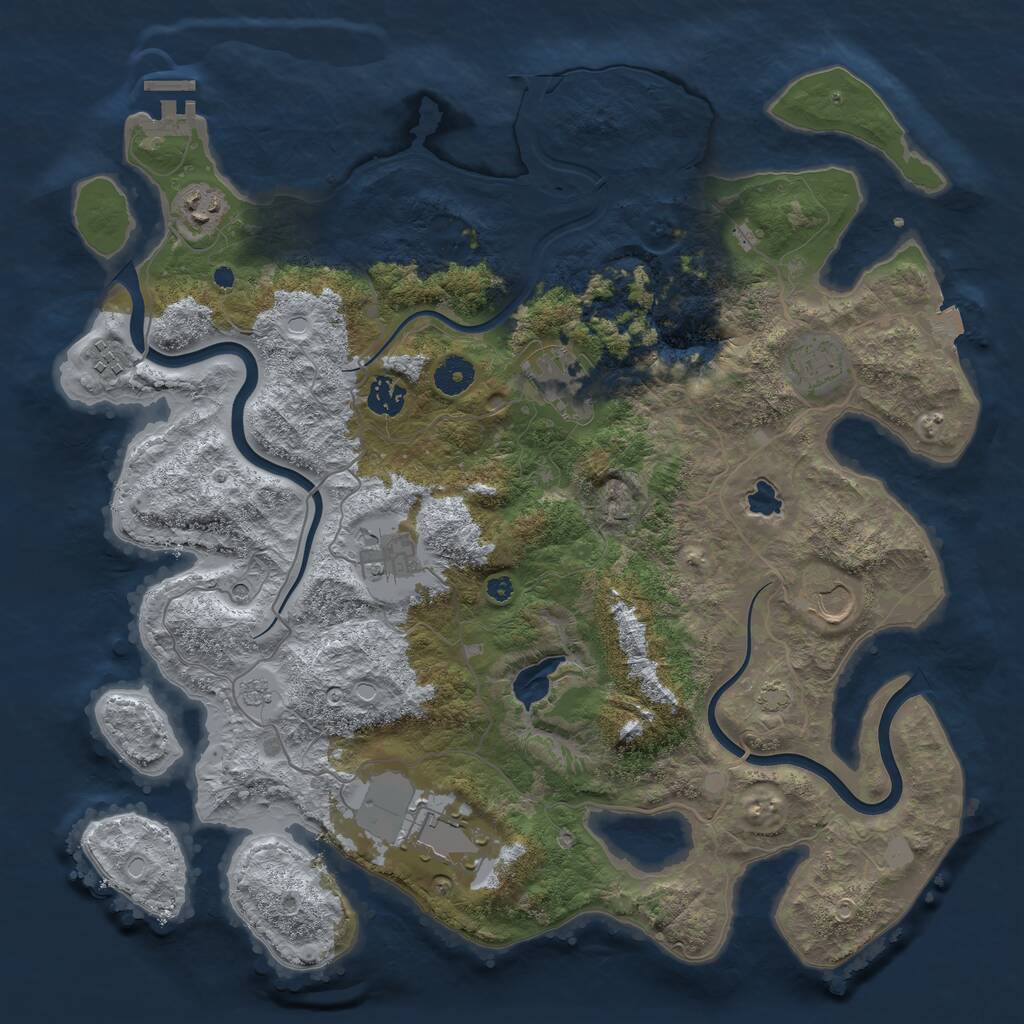 Rust Map: Procedural Map, Size: 4000, Seed: 6549684, 13 Monuments