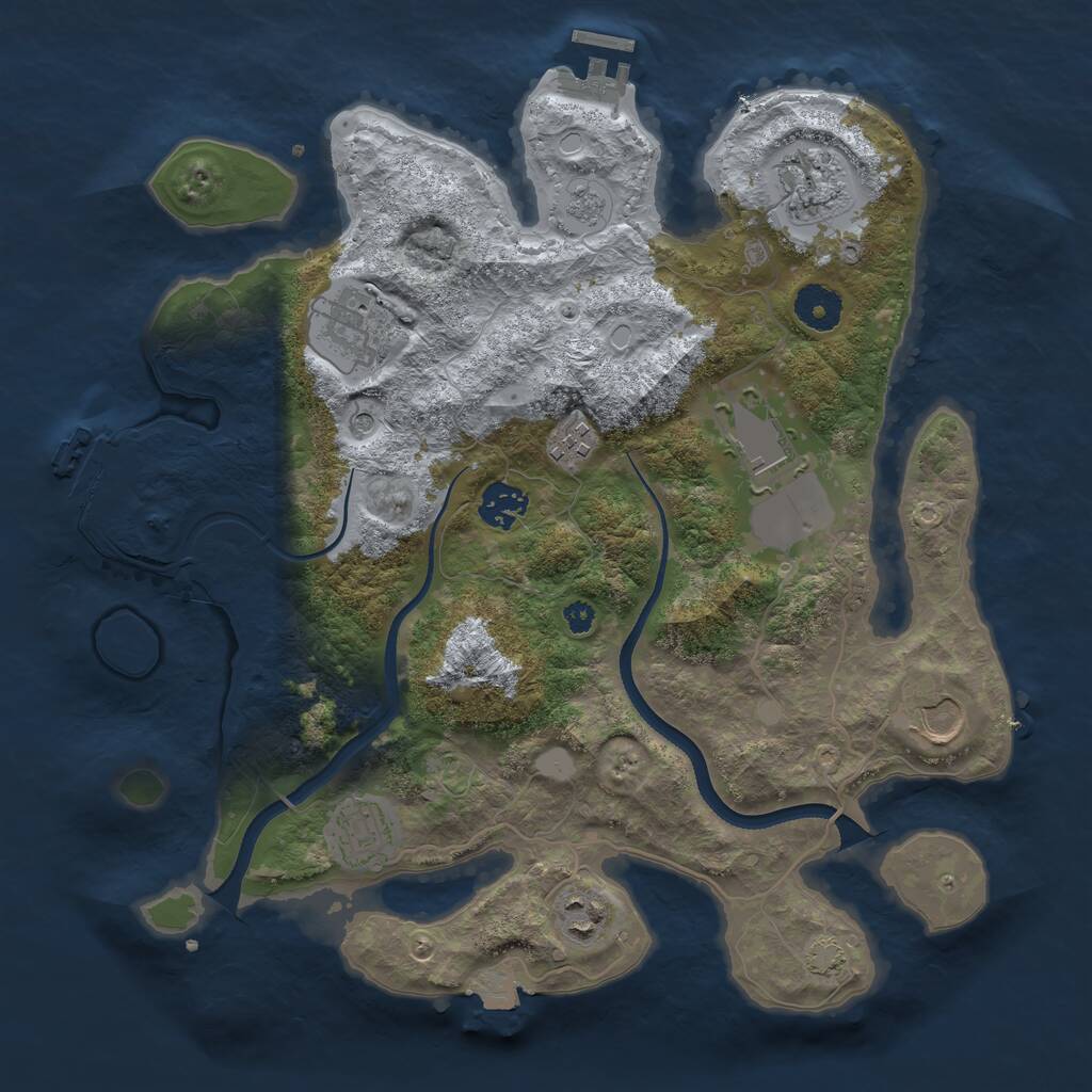 Rust Map: Procedural Map, Size: 3516, Seed: 420696767, 14 Monuments