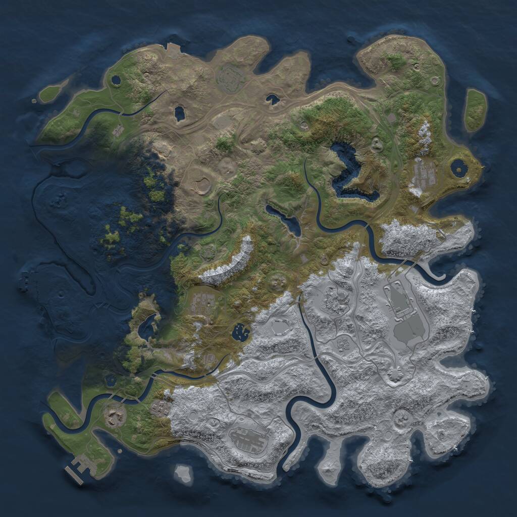 Rust Map: Procedural Map, Size: 4500, Seed: 569381475, 16 Monuments