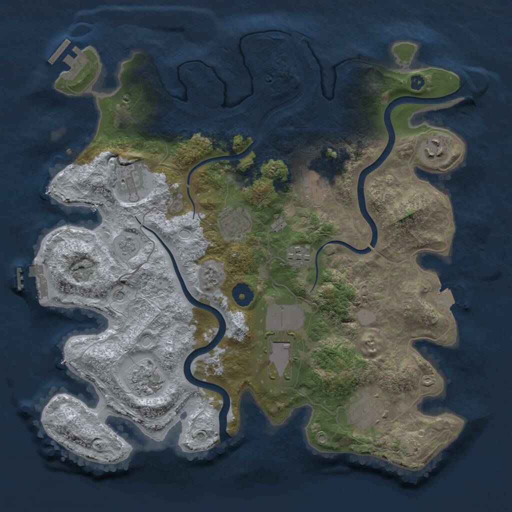 Rust Map: Procedural Map, Size: 3500, Seed: 1524429747, 14 Monuments