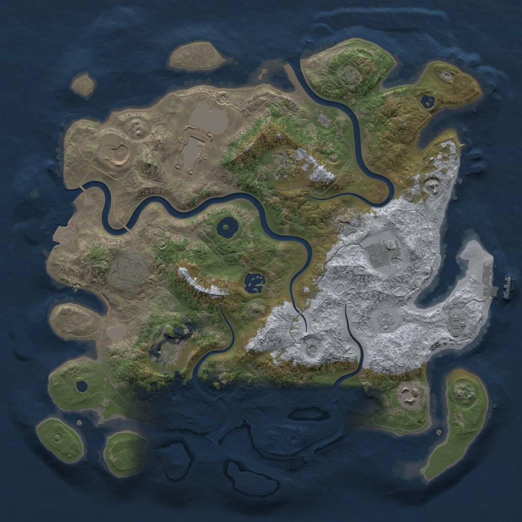 Rust Map: Procedural Map, Size: 3750, Seed: 693607984, 14 Monuments