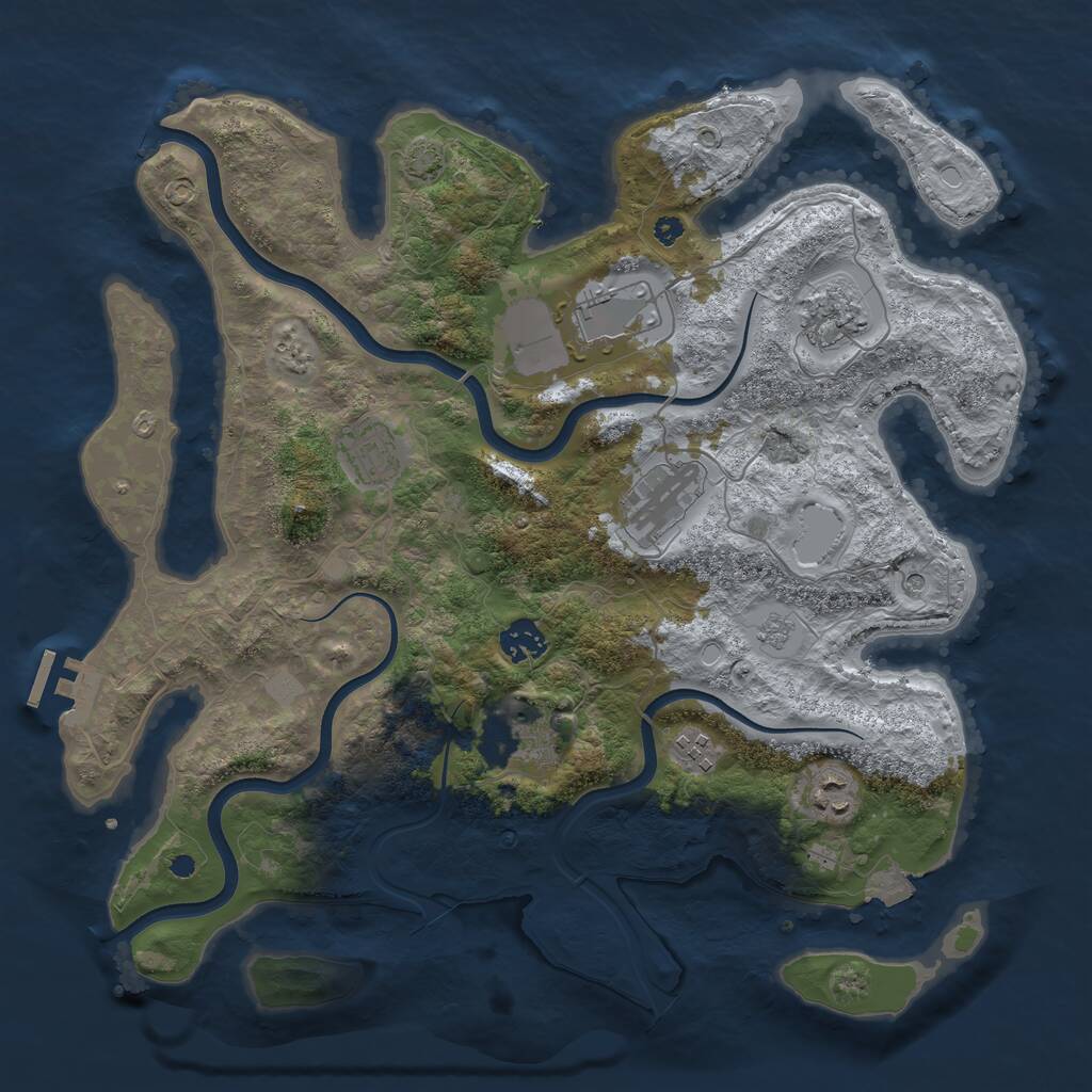 Rust Map: Procedural Map, Size: 3750, Seed: 1777118431, 13 Monuments