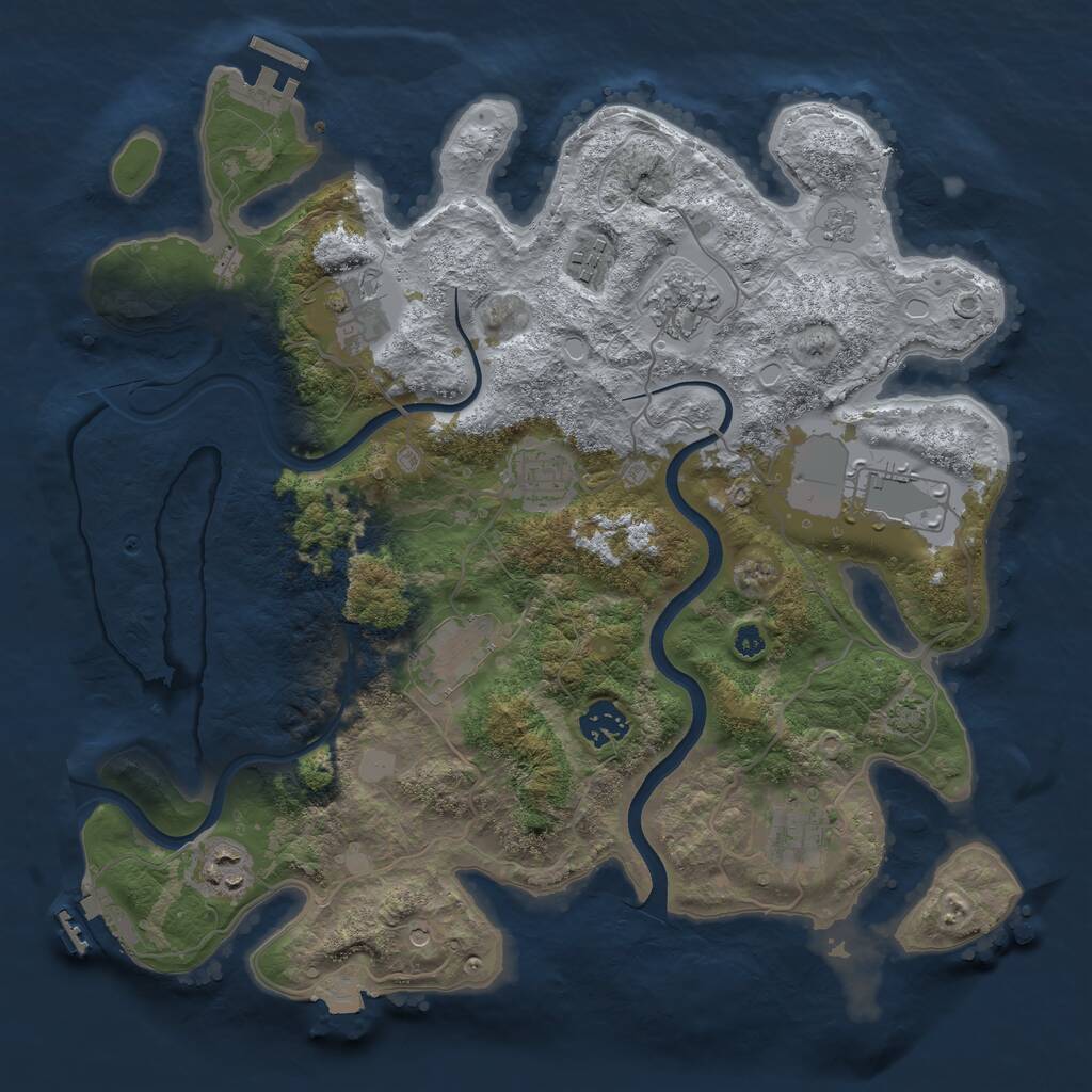 Rust Map: Procedural Map, Size: 3600, Seed: 234551, 15 Monuments