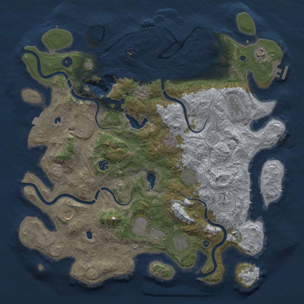 Rust Map: Procedural Map, Size: 4500, Seed: 3652402, 17 Monuments