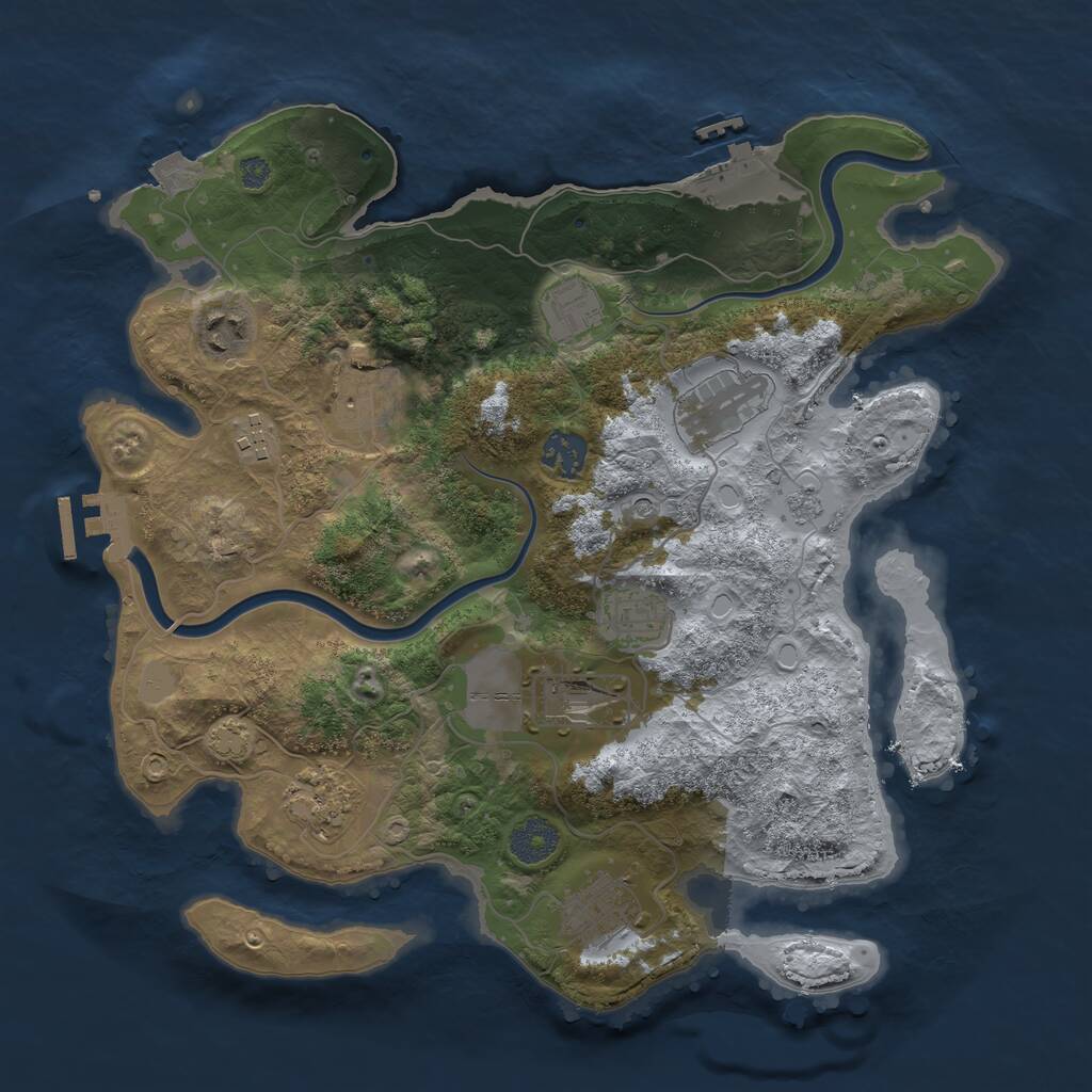 Rust Map: Procedural Map, Size: 3500, Seed: 1406413081, 15 Monuments
