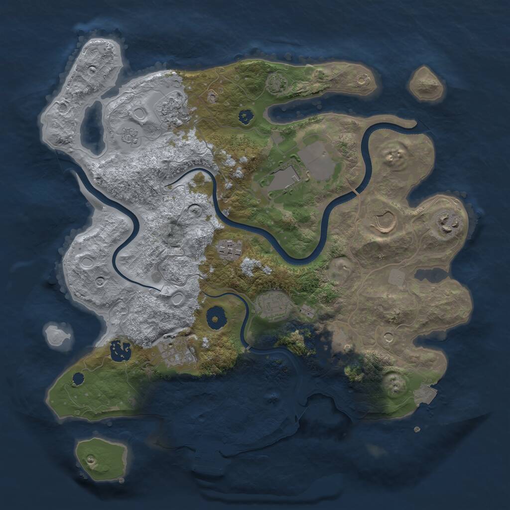 Rust Map: Procedural Map, Size: 3500, Seed: 53168340, 14 Monuments