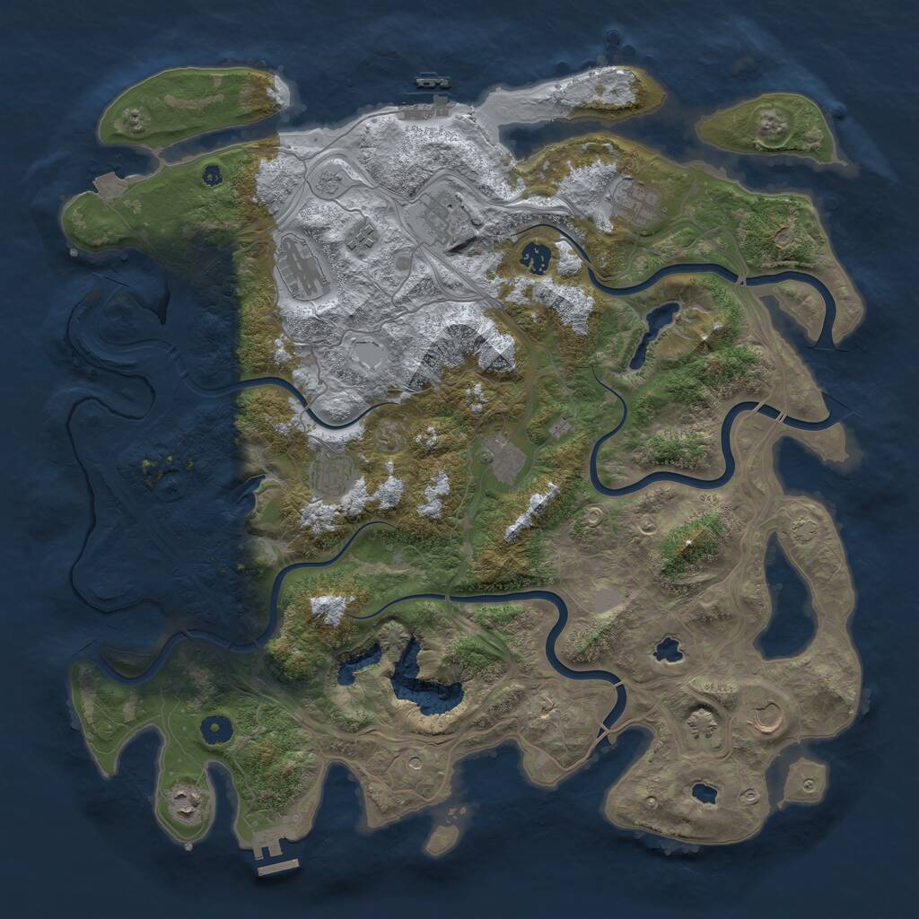 Rust Map: Procedural Map, Size: 4500, Seed: 1444413731, 15 Monuments