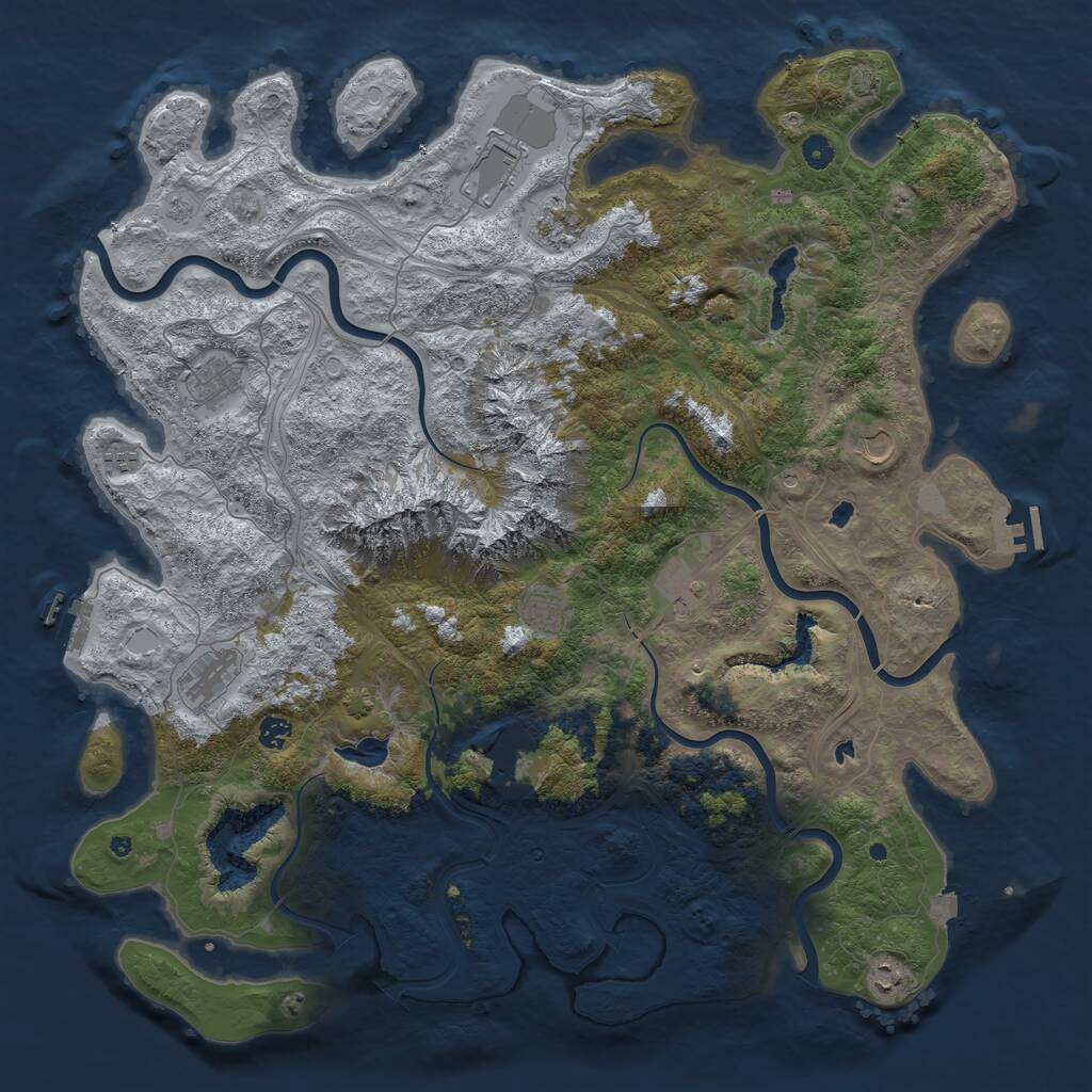 Rust Map: Procedural Map, Size: 5000, Seed: 8391684, 17 Monuments