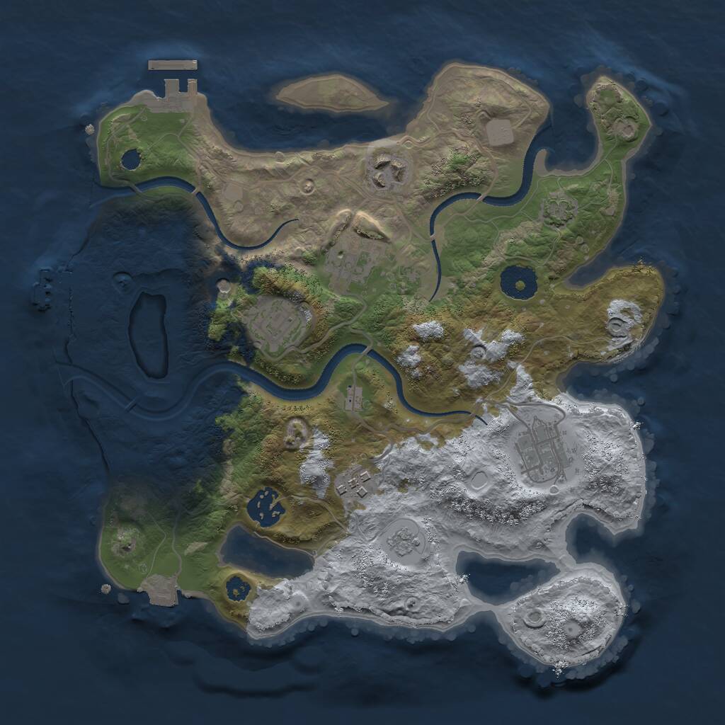 Rust Map: Procedural Map, Size: 3000, Seed: 2083144136, 12 Monuments