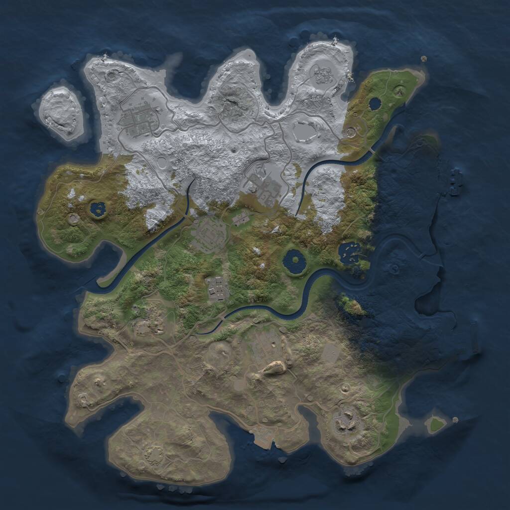 Rust Map: Procedural Map, Size: 3300, Seed: 1897920772, 14 Monuments