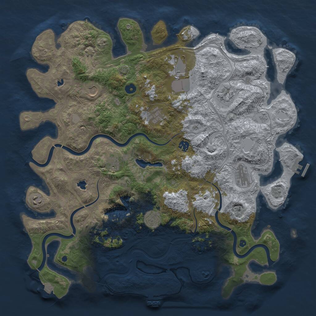Rust Map: Procedural Map, Size: 4500, Seed: 537617846, 16 Monuments