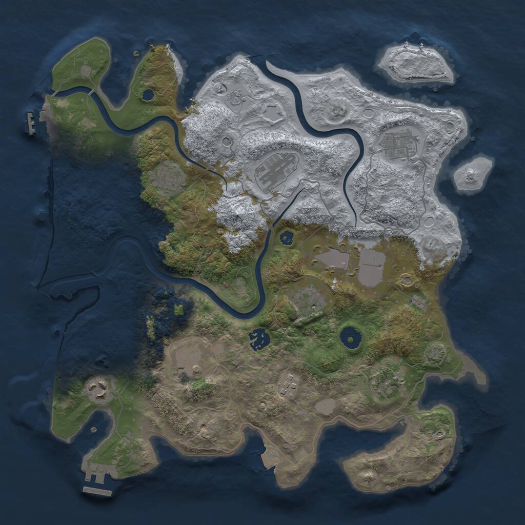 Rust Map: Procedural Map, Size: 3700, Seed: 1237914268, 16 Monuments