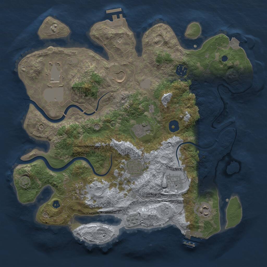 Rust Map: Procedural Map, Size: 3500, Seed: 210796, 15 Monuments