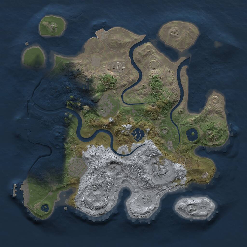 Rust Map: Procedural Map, Size: 3000, Seed: 1418638359, 11 Monuments