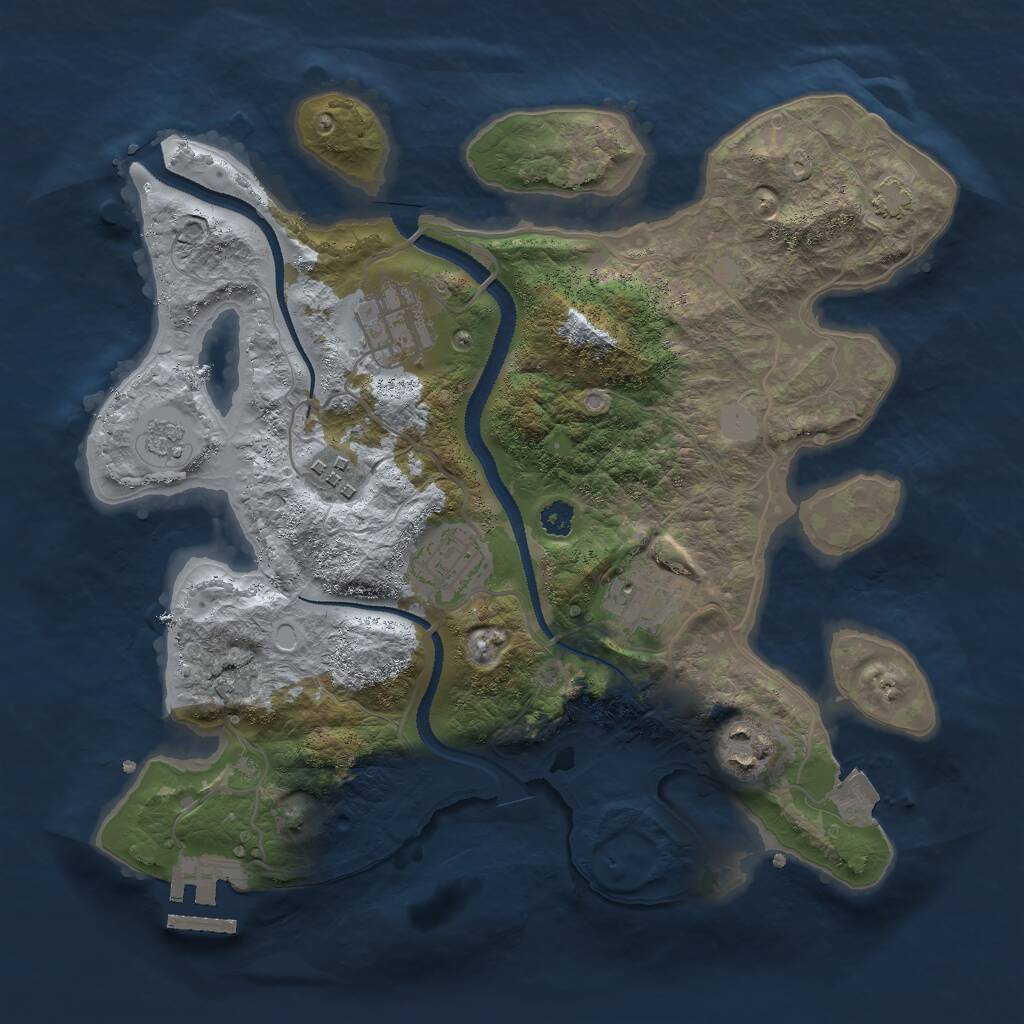 Rust Map: Procedural Map, Size: 3000, Seed: 1500977182, 9 Monuments