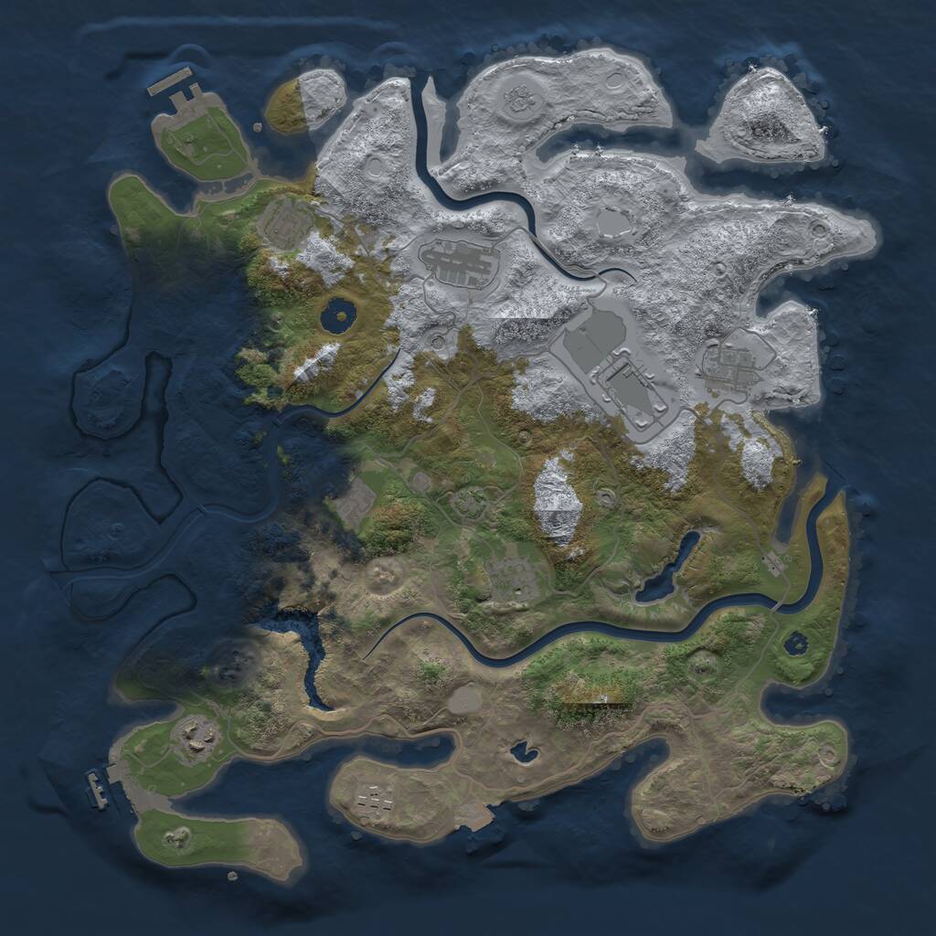 Rust Map: Procedural Map, Size: 4000, Seed: 1927486335, 14 Monuments