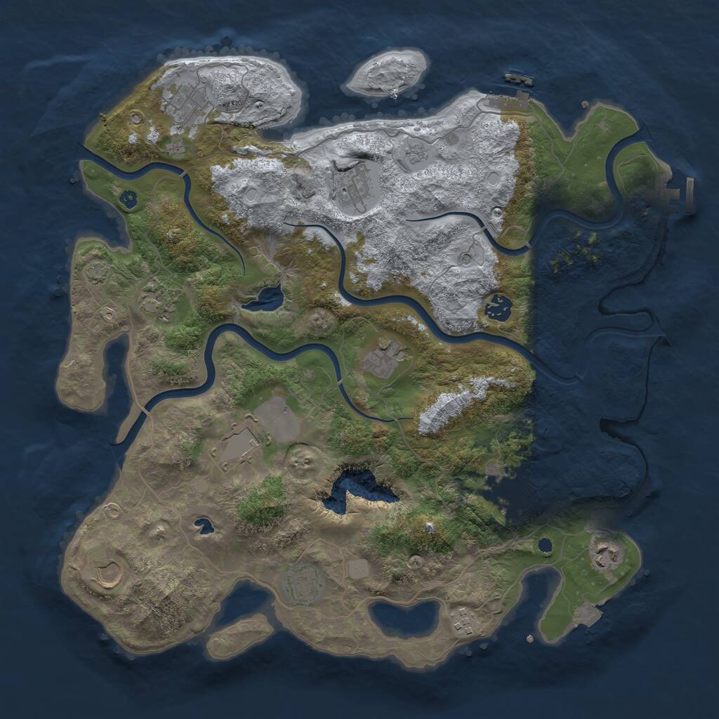 Rust Map: Procedural Map, Size: 4050, Seed: 922493148, 17 Monuments