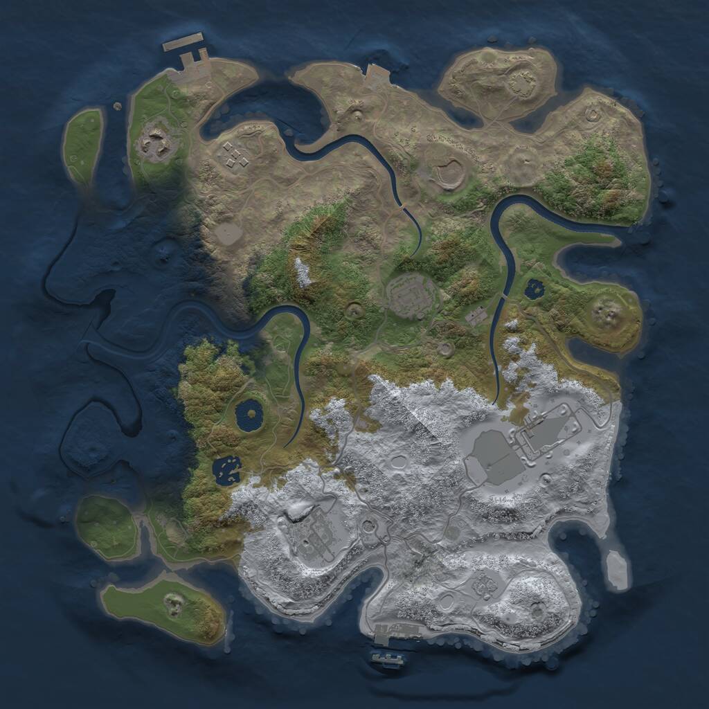 Rust Map: Procedural Map, Size: 3500, Seed: 32596, 13 Monuments