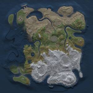 Thumbnail Rust Map: Procedural Map, Size: 3500, Seed: 32596, 13 Monuments