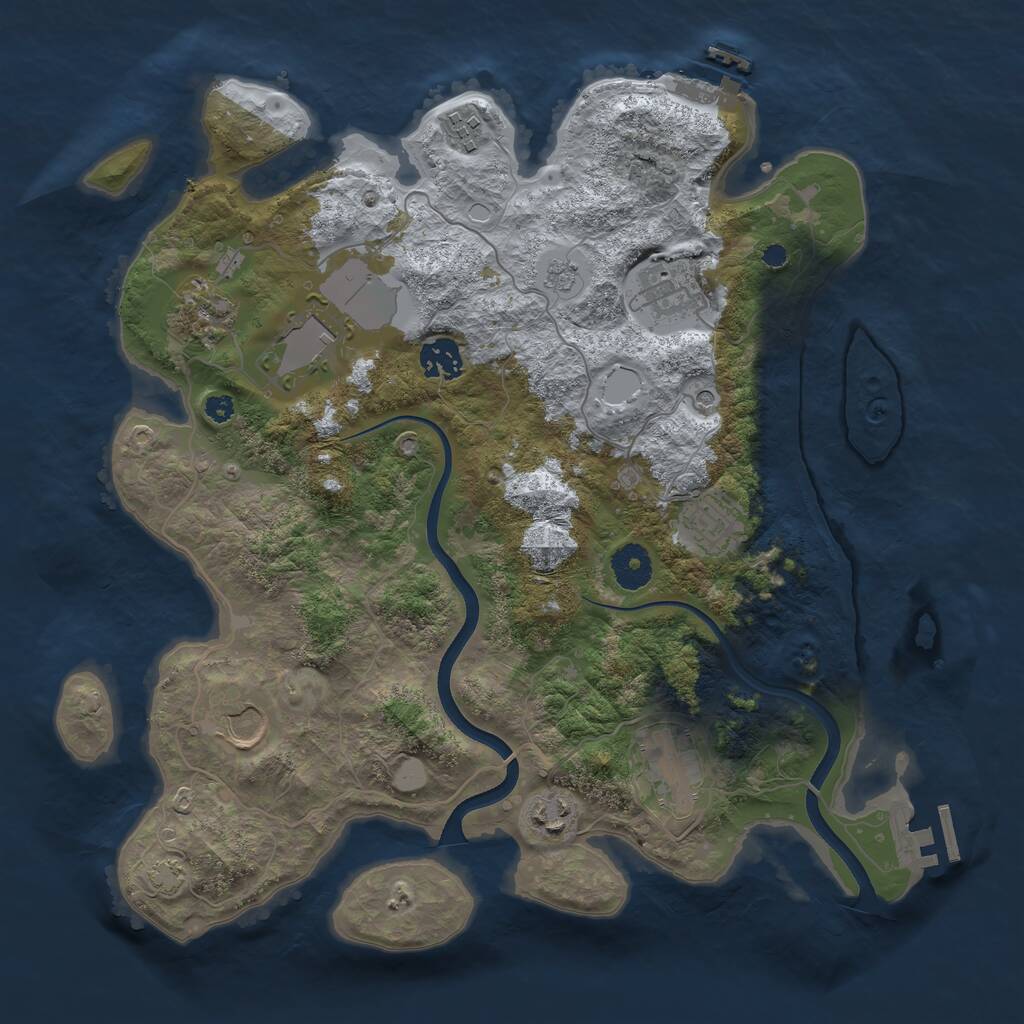 Rust Map: Procedural Map, Size: 3600, Seed: 1278923368, 15 Monuments
