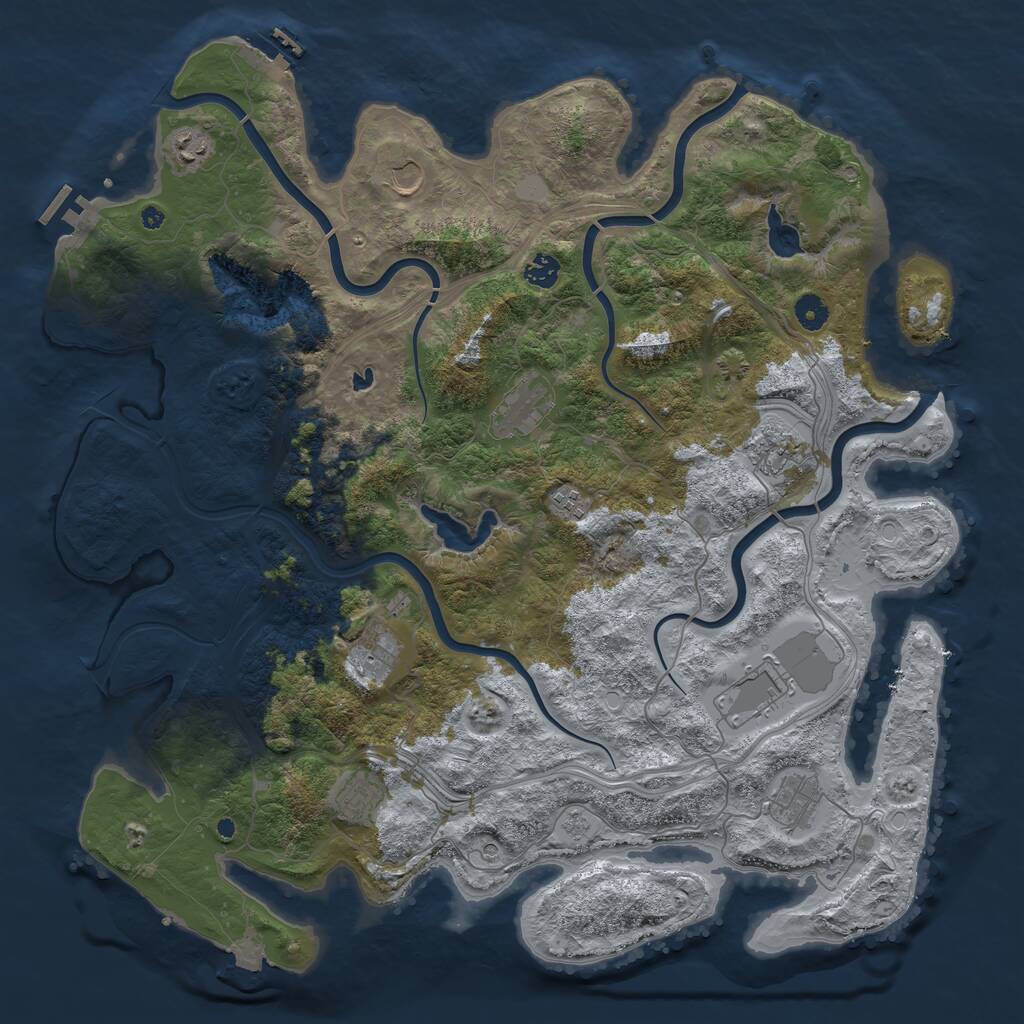 Rust Map: Procedural Map, Size: 4500, Seed: 92835, 16 Monuments