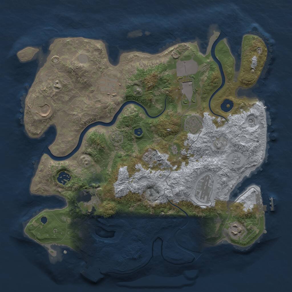 Rust Map: Procedural Map, Size: 3500, Seed: 1378267245, 15 Monuments