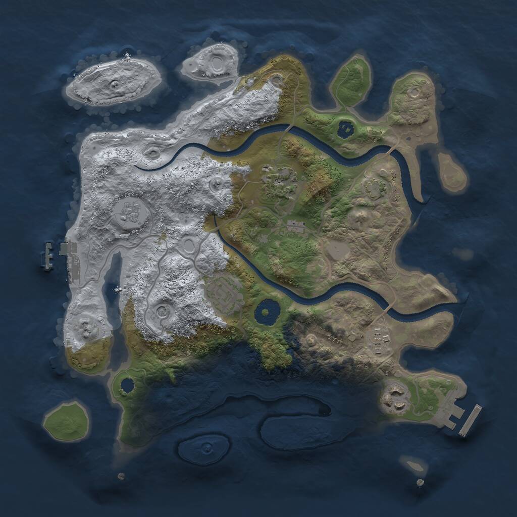 Rust Map: Procedural Map, Size: 3000, Seed: 9587401, 10 Monuments