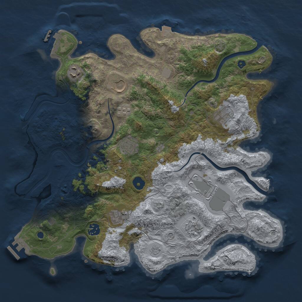 Rust Map: Procedural Map, Size: 3700, Seed: 894662016, 15 Monuments