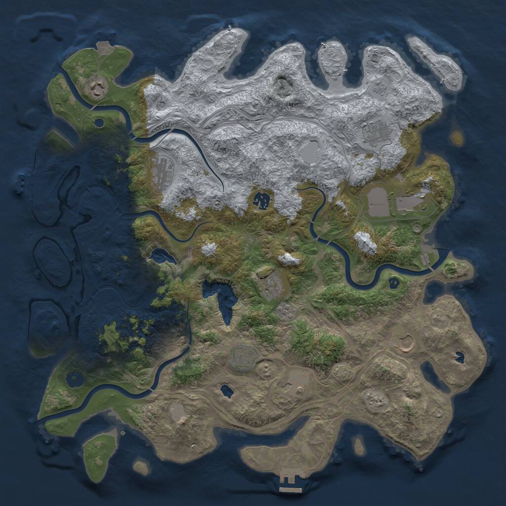 Rust Map: Procedural Map, Size: 4500, Seed: 1214497996, 16 Monuments