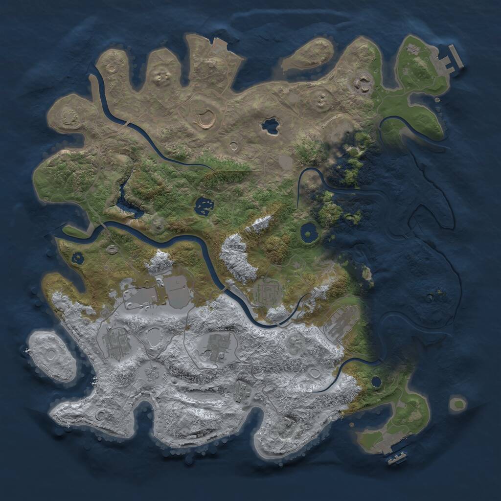 Rust Map: Procedural Map, Size: 4000, Seed: 832903041, 16 Monuments