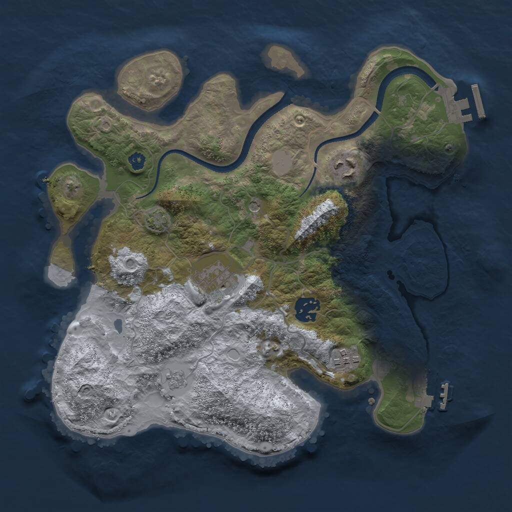 Rust Map: Procedural Map, Size: 3000, Seed: 1270244266, 10 Monuments