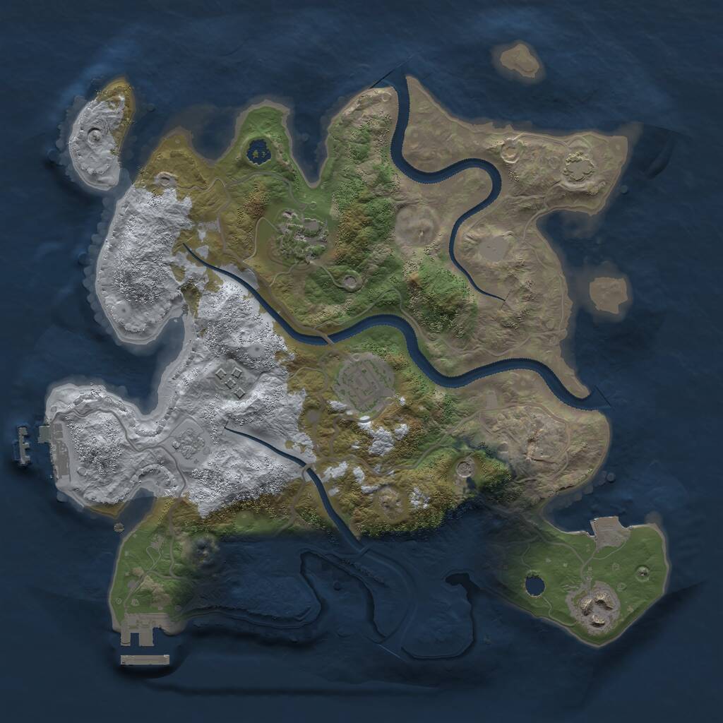 Rust Map: Procedural Map, Size: 3000, Seed: 2058490942, 10 Monuments