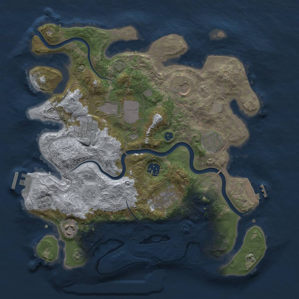 Rust Map: Procedural Map, Size: 3500, Seed: 578472656, 14 Monuments