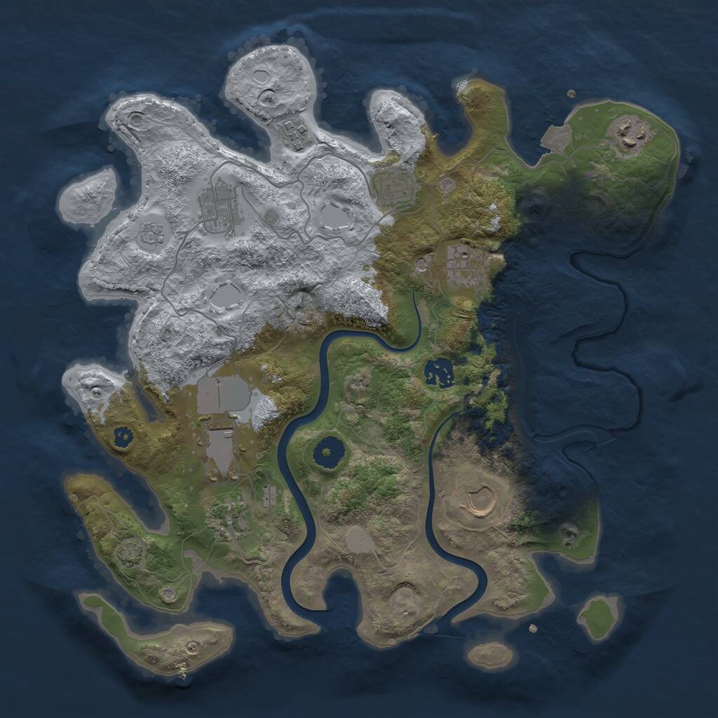 Rust Map: Procedural Map, Size: 3500, Seed: 1852390814, 13 Monuments