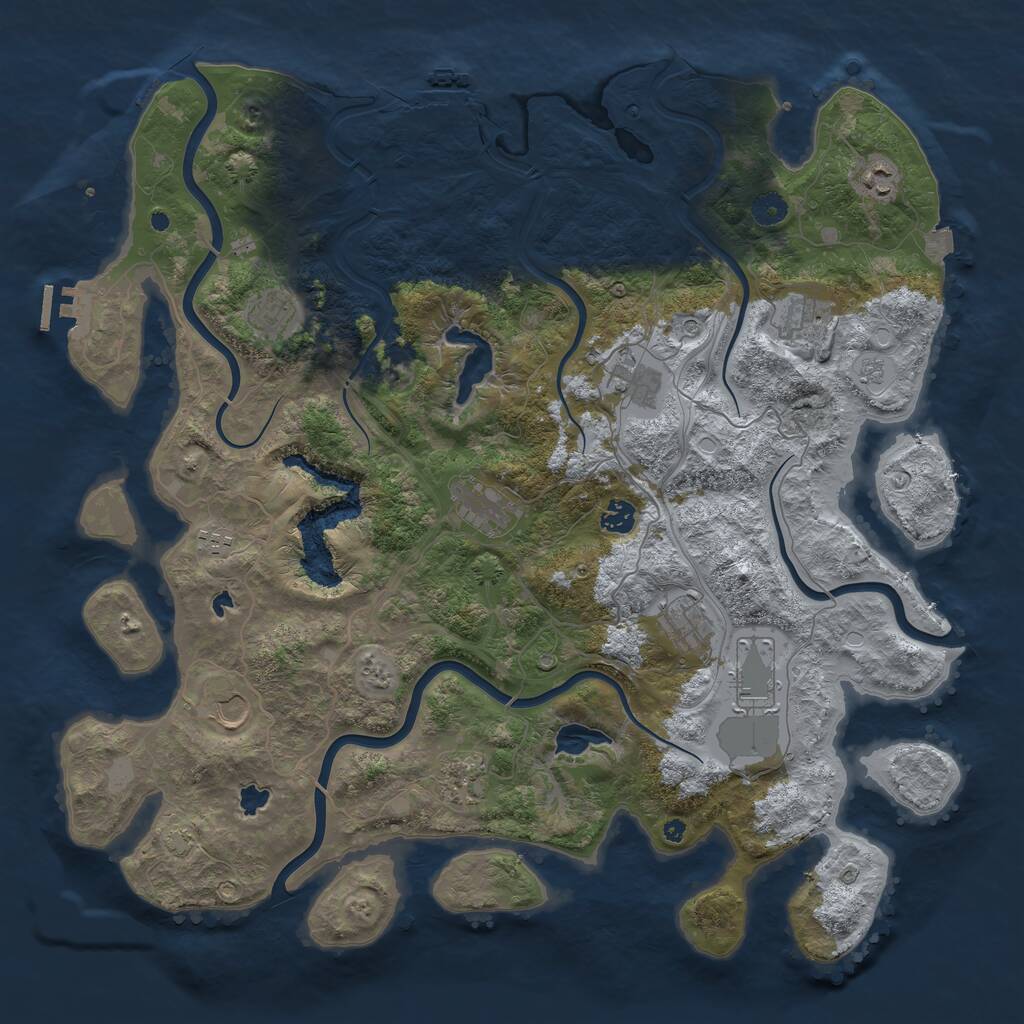 Rust Map: Procedural Map, Size: 4500, Seed: 1973755050, 17 Monuments