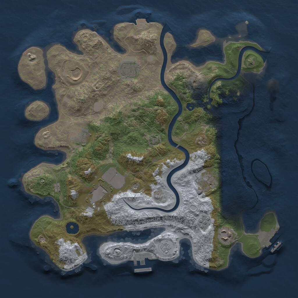 Rust Map: Procedural Map, Size: 3500, Seed: 1729871699, 13 Monuments