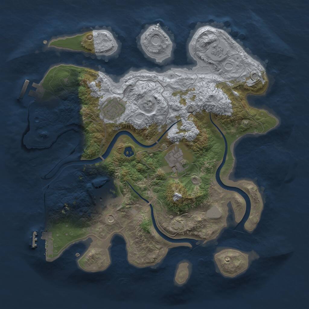 Rust Map: Procedural Map, Size: 3000, Seed: 49353, 9 Monuments