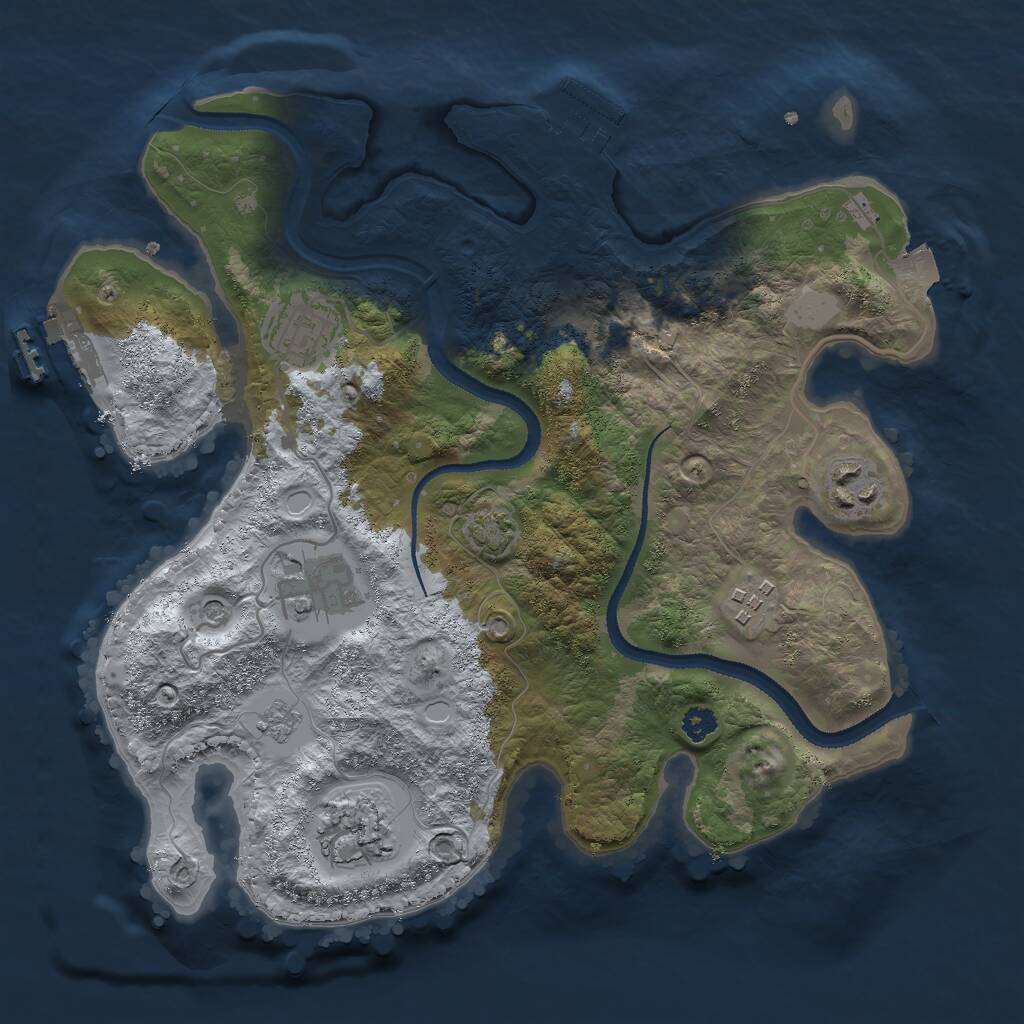 Rust Map: Procedural Map, Size: 3000, Seed: 2054181898, 11 Monuments