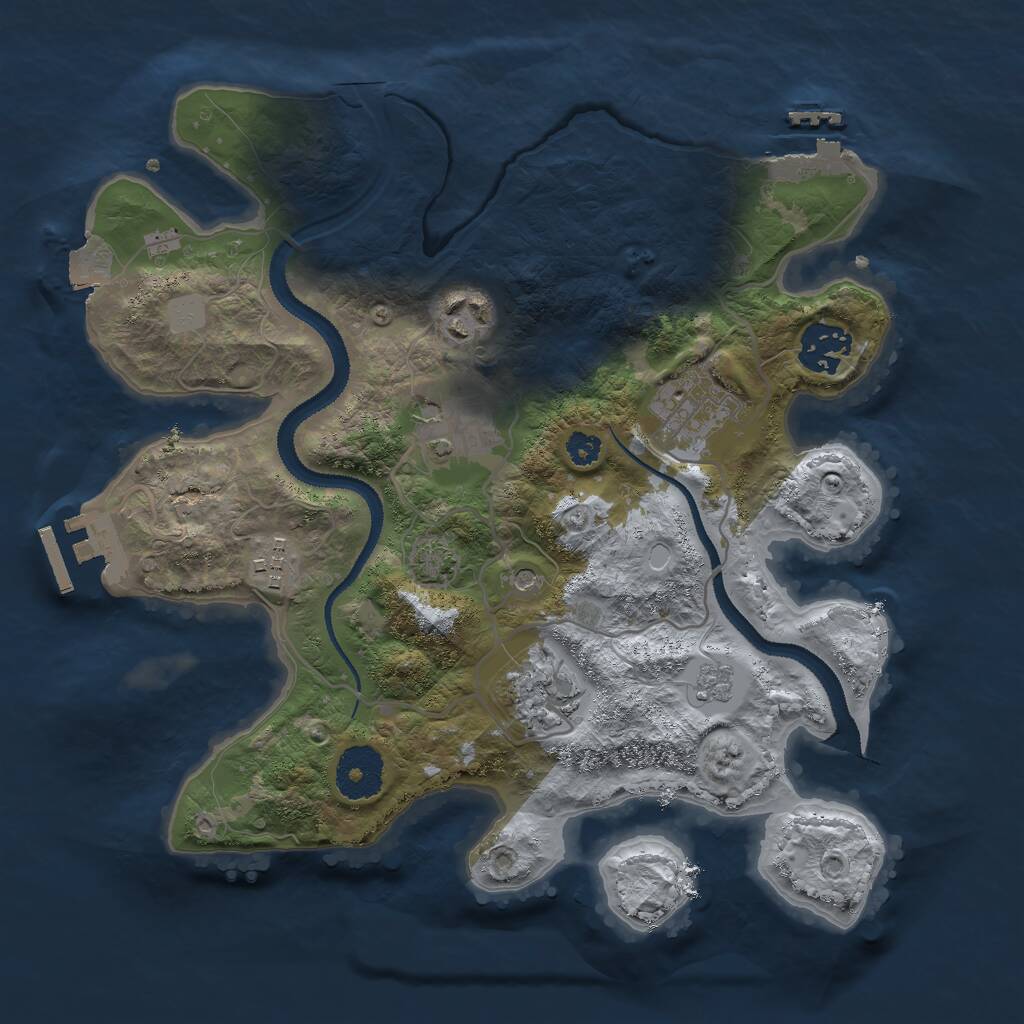 Rust Map: Procedural Map, Size: 3000, Seed: 23165, 12 Monuments